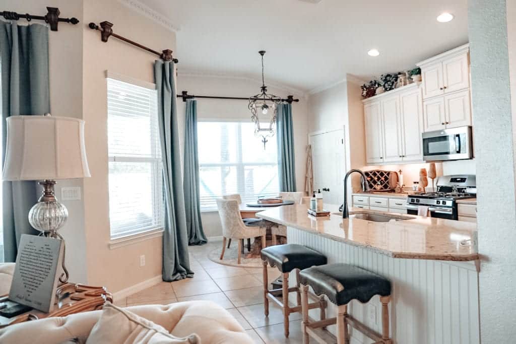 Bright kitchen with island in a South Tampa home
